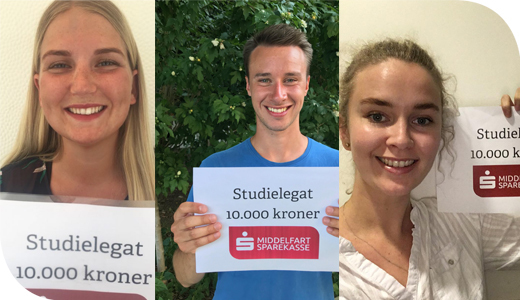 Tre glade modtagere af studielegat